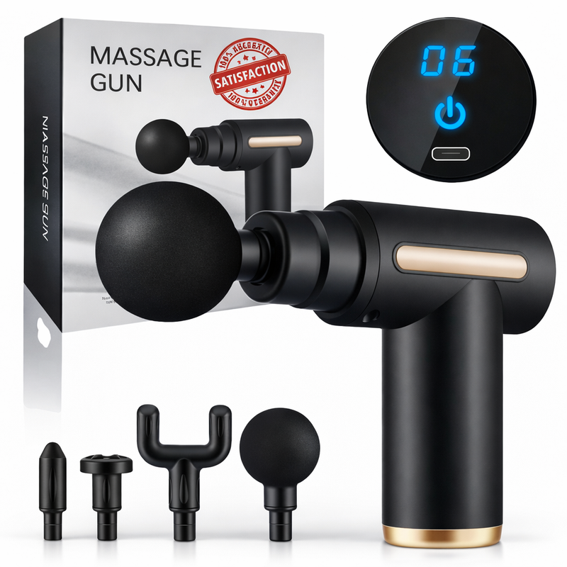 Advanced Massage Gun 5 in 1 Pro Handheld Body Device For Deep Tissue Healing With Six Intensity Levels Plus Four Heads